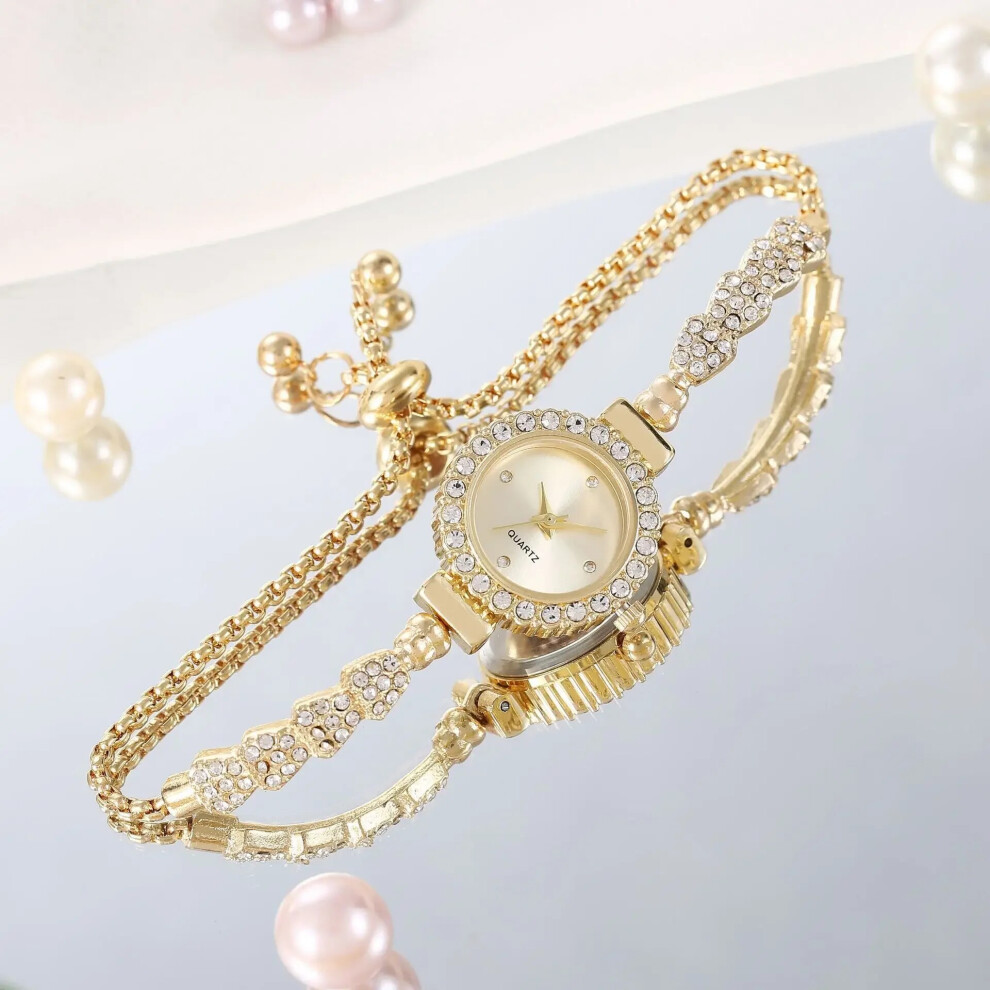 Photos - Wrist Watch Montre Femme Fashion Rhinestone Dial Ladies Quartz Watch Women Watches 2024(golden)