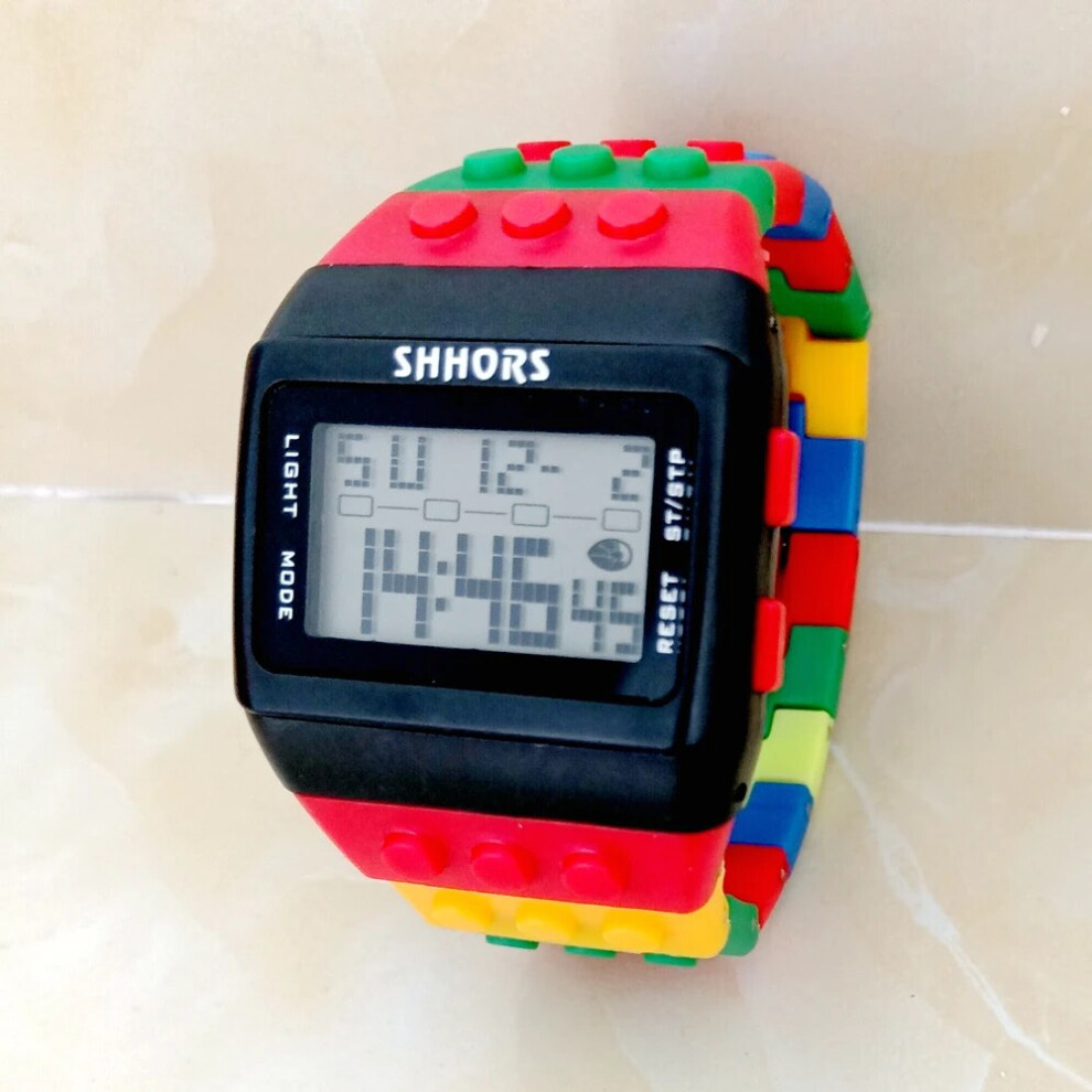 Photos - Wrist Watch (3) Unisex Rainbow Mens Women Plastic Big Digital Watch Multi-Function Light
