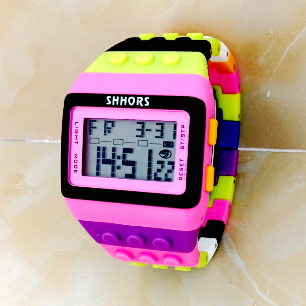Photos - Wrist Watch (8) Unisex Rainbow Mens Women Plastic Big Digital Watch Multi-Function Light