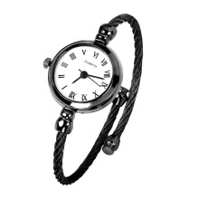 (Black White) Luxury Gold Bangle Watches Stainless Steel Retro Ladies Quartz Wristwatches
