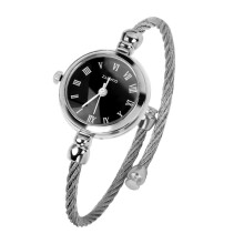(Silver Black) Luxury Gold Bangle Watches Stainless Steel Retro Ladies Quartz Wristwatches