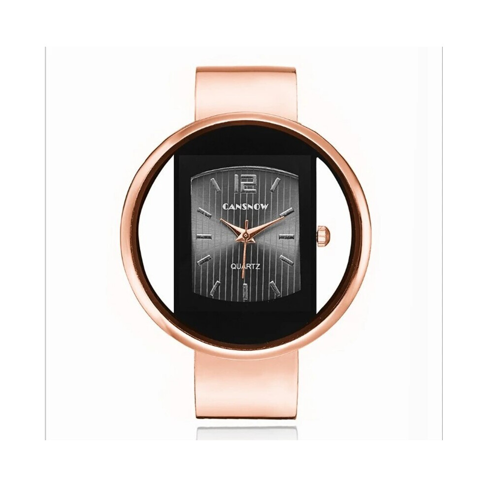Photos - Wrist Watch  Fashion Women Watch Gold Designed Luxury Ladies Wristwatches Steel Female(rose gold black)
