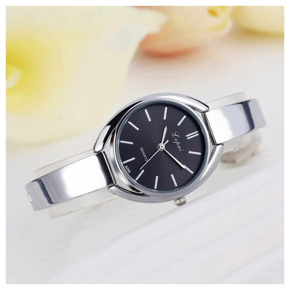 (Silver Black) New Luxury Womens Watches Rose Gold Stainless Steel Quartz Wristwatch-image-OPC-PFH5KM7-NEW