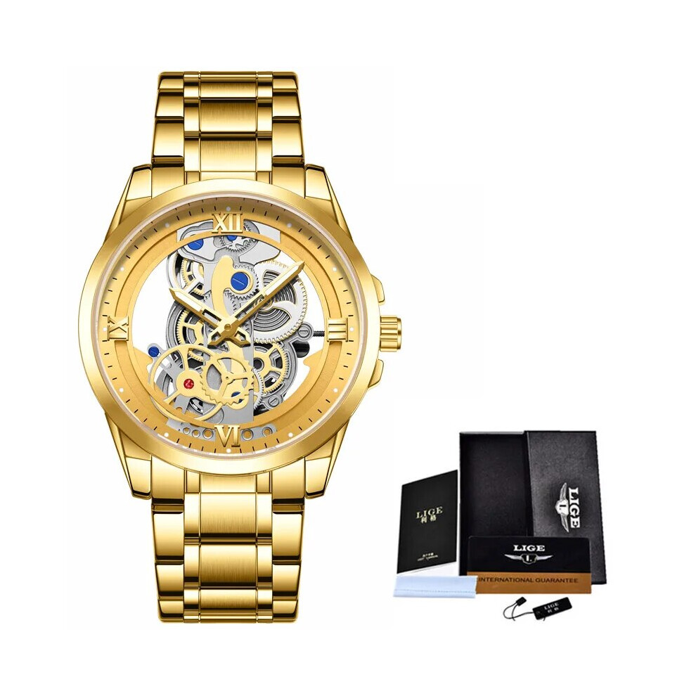 (all gold) LIGE 2023 Women Watch Fashion Gold Quartz Watch Top Brand Luxury Waterproof-image-OPC-PFH5N2Y-NEW