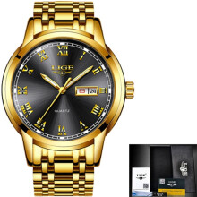 (all gold black) 2023 LIGE Fashion Ladies Watch Brand Ladies Creative Steel Women Watches