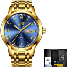 (all gold blue) 2023 LIGE Fashion Ladies Watch Brand Ladies Creative Steel Women Watches