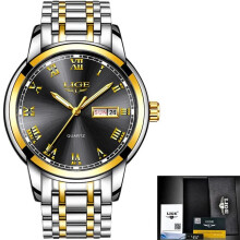 (gold black) 2023 LIGE Fashion Ladies Watch Brand Ladies Creative Steel Women Watches