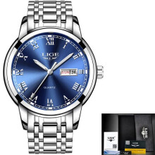 (silver blue) 2023 LIGE Fashion Ladies Watch Brand Ladies Creative Steel Women Watches