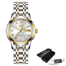 (gold white) LIGE Women Watches Luxury Stainless Steel Watch for Women Fashion Casual