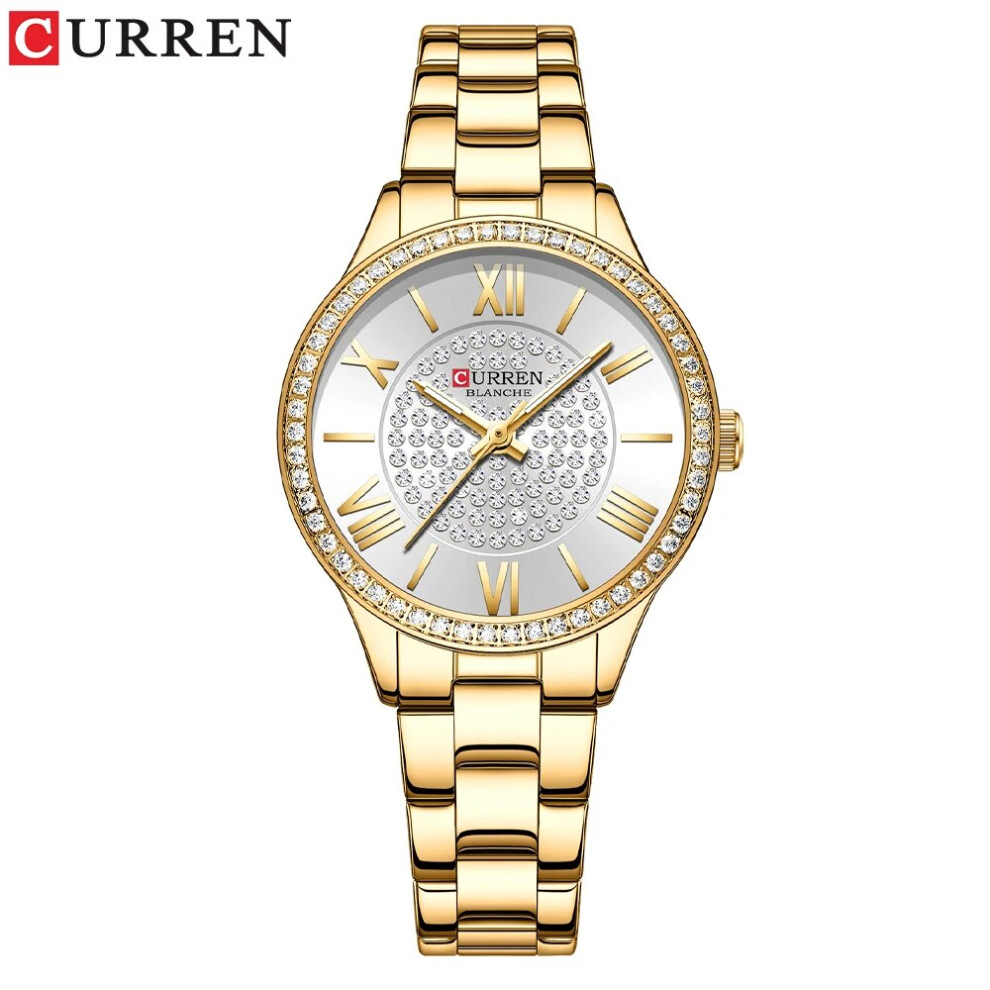 Aihontai (Gold White) Curren Luxury Women Rose Gold Watch Fashion Ladies Quartz Waterproof Wristwatch White,Gold
