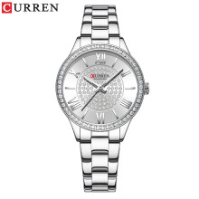 (Silver White) CURREN Luxury Women Rose Gold Watch Fashion Ladies Quartz Waterproof Wristwatch