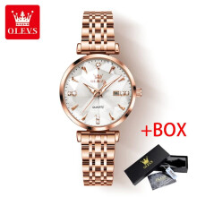 (Rose Gold White) OLEVS Rose Gold Quartz Blue Watch Women Watches Ladies Creative Steel