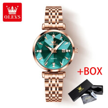 (Rose Gold Green) OLEVS Rose Gold Quartz Blue Watch Women Watches Ladies Creative Steel