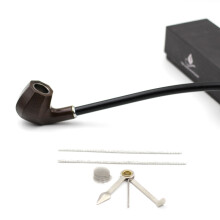 (Brown with 3 tools) 1pcs Long Black Churchwarden Tobacco Pipe 40cm With Gift Box H702 Smoking