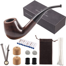 (B) 1 Smoking set Wood Smoking Pipe Ebony Tobacco Pipe with Pipe Accessories
