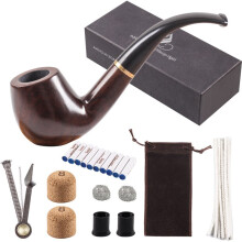 (A) 1 Smoking set Wood Smoking Pipe Ebony Tobacco Pipe with Pipe Accessories
