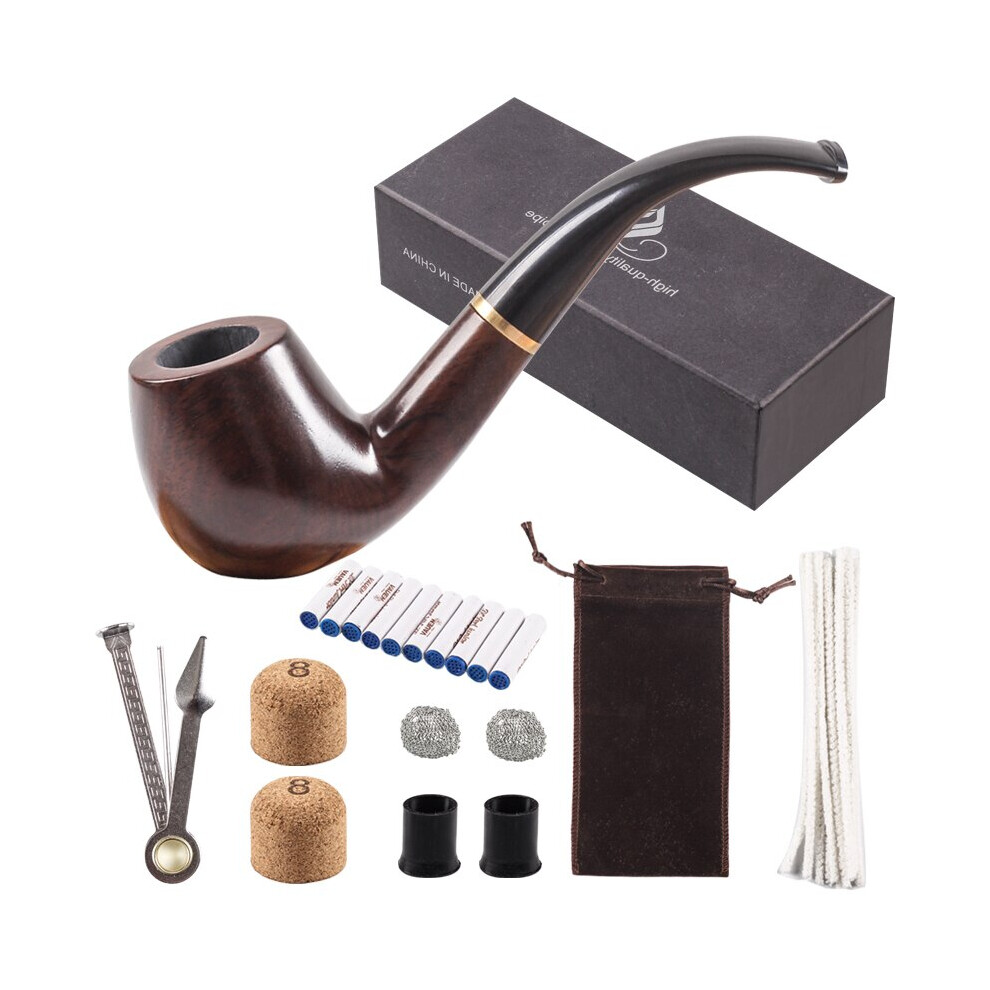Aihontai (A) 1 Smoking Set Wood Smoking Pipe Ebony Tobacco Pipe With Pipe Accessories
