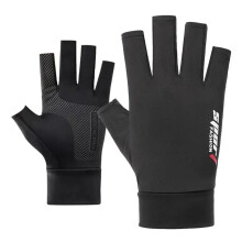 (Black-Half finger) 1Pair Summer Cooling Arm Sleeves Cover Women Men Sports Running UV Sun