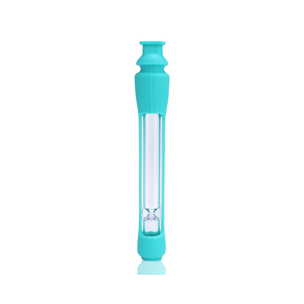 Aihontai (Light Blue) Tobacco Glass Pipe Holder Glass Straw Reusable Straw Cocktails Drinking