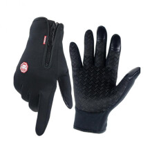 (Black, XL) Winter Thermal Cycling Gloves Bicycle Warm Touchscreen Full Finger Gloves