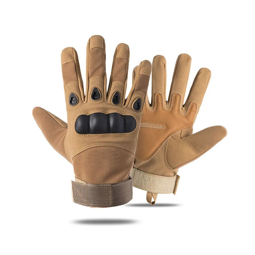 (Khaki, M) Gloves Outdoor Military Tactical Gloves Full Finger Hard Knuckle Men's 9049134280040
