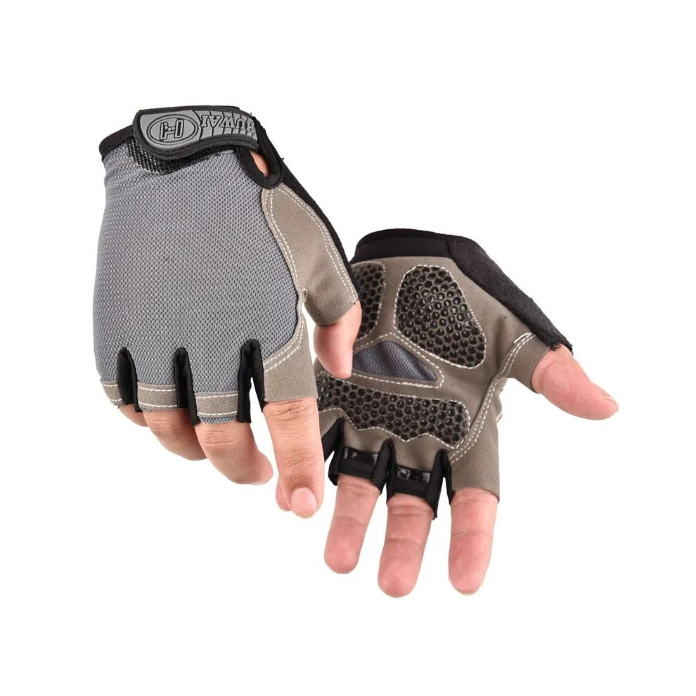 Photos - Other Trainers  Gloves Men And Women Fitness Half Finger Gloves Wrist Guard Sports Dumbbell(B-plus gray, L)