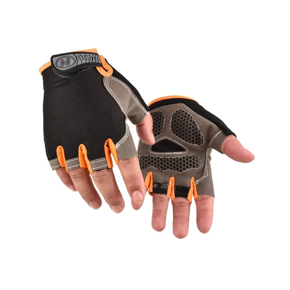 Photos - Other Trainers  Gloves Men And Women Fitness Half Finger Gloves Wrist Guard Sports Dumbbell(B-plus orange, L)