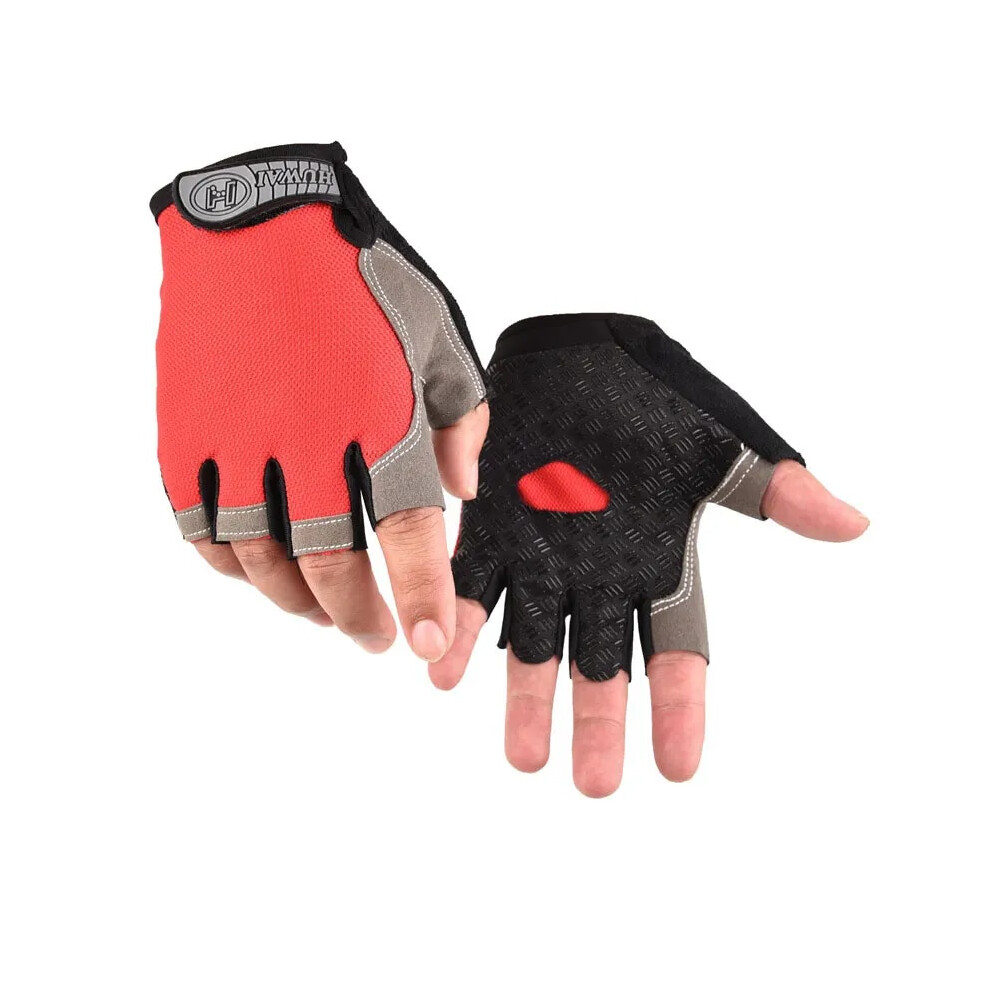 Photos - Other Trainers  Gloves Men And Women Fitness Half Finger Gloves Wrist Guard Sports Dumbbell(A-red, XL)