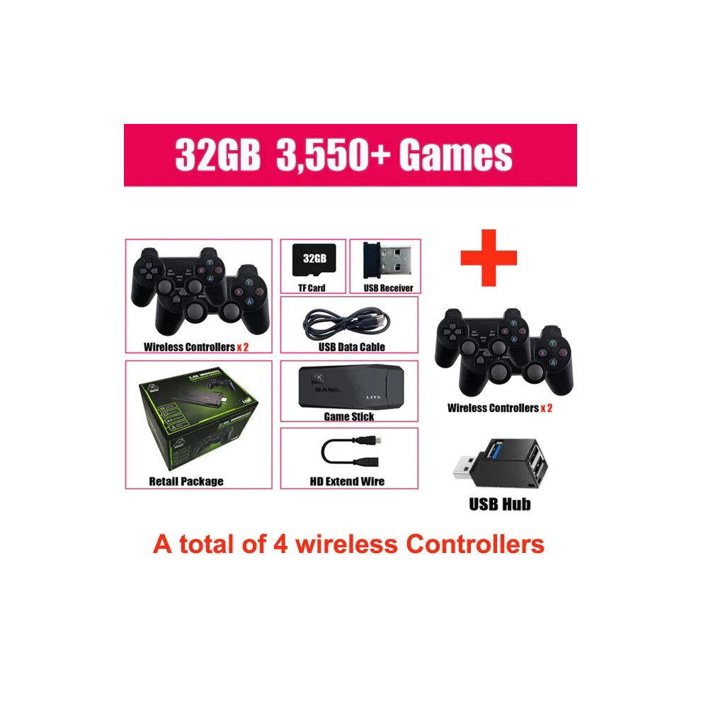 (32G And 2Pcs Hand) M8 Retro Game Console 4K 60Fps Hdmi Output Low Latency Tv Game Stick Dual 9085801730289
