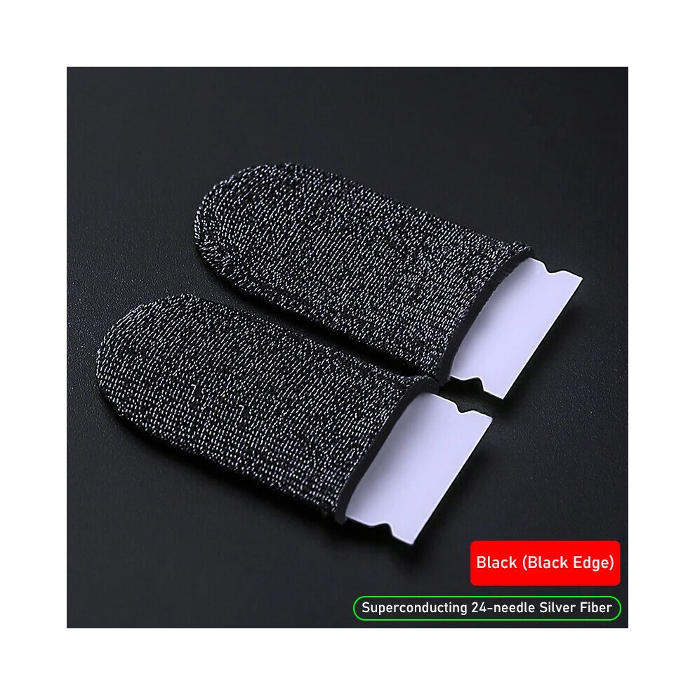 (Black) Tecsire Finger Sleeves For Gaming Thumb Gloves Sweat Proof 24 Pin Superconducting Black 9085801734287