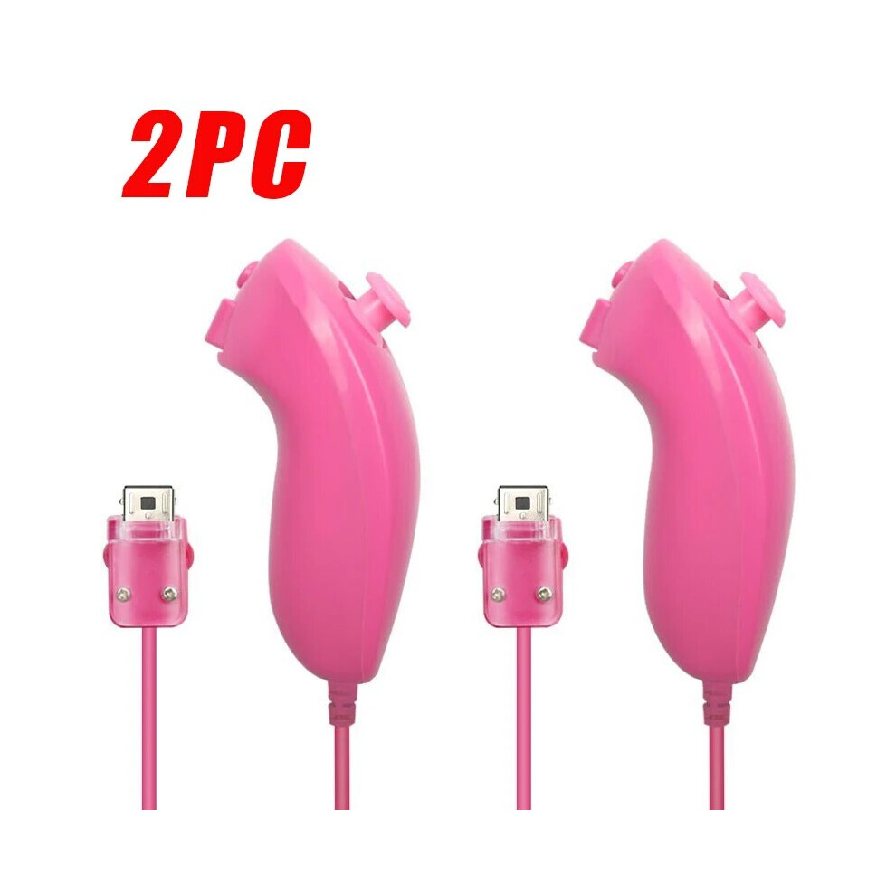 (2Pc ) Compatible With Nintendo Wii & Wii U Game Gamepads Nunchuck Controller Pink 9085801733433