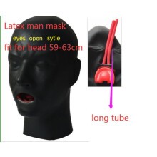 (as words show 6, One Size) Top Quality 3D Latex Human Mask Hood Closed or Open Eyes Fetish with Red