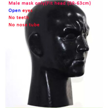 (as words show 2, One Size) Top Quality 3D Latex Human Mask Hood Closed or Open Eyes Fetish with Red