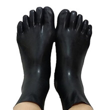 (black, L) Unisex latex fetish sock rubber 5 toes socks short sock  Latex Fetish