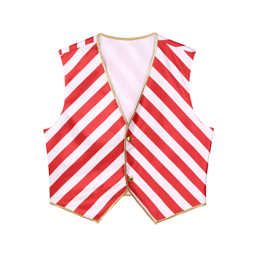 Photos - Fancy Dress  Mens Candy Cane Christmas Costume Striped V-Neck Sleeveless Santa Claus White,Red(Red White, L)