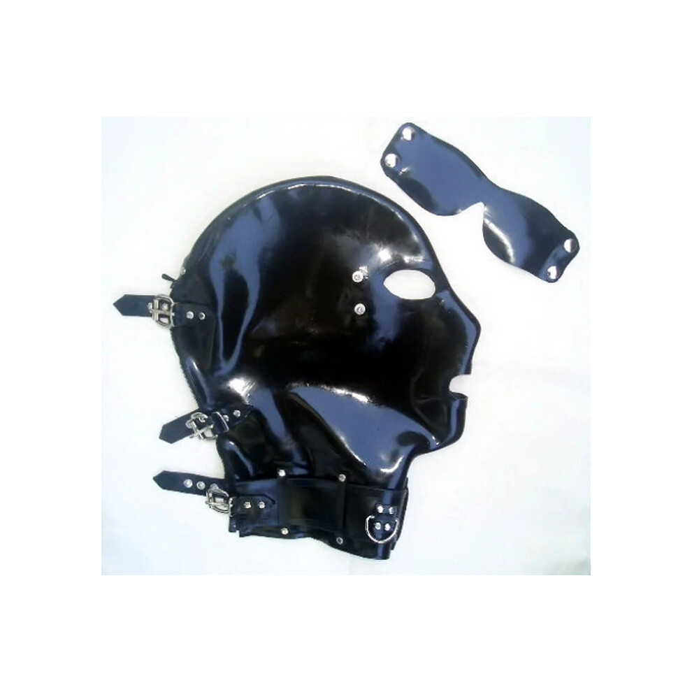 Aihontai (As It, S) Handmade Latex Fetish Mask Bondage Hood Blinder By Snap Back Zipper Custom
