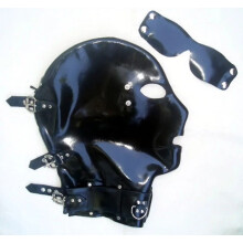 (as it, x S) Handmade Latex fetish mask bondage hood blinder by snap back zipper custom
