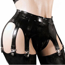 (with briefs, x L) Latex Garter Gummi Rubber Suspender Clubwear Sexy Stockings Belts Low