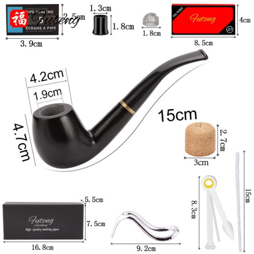 Set Ebony Smoking Pipe with Smoking Tool Men's Gadget With Gift Box Smoking