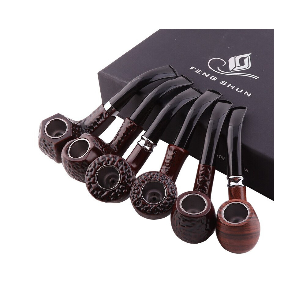 Aihontai 6Pcs Set Tobacco Smoking Pipes Set Box Resin Filter Tobacco Pipes With