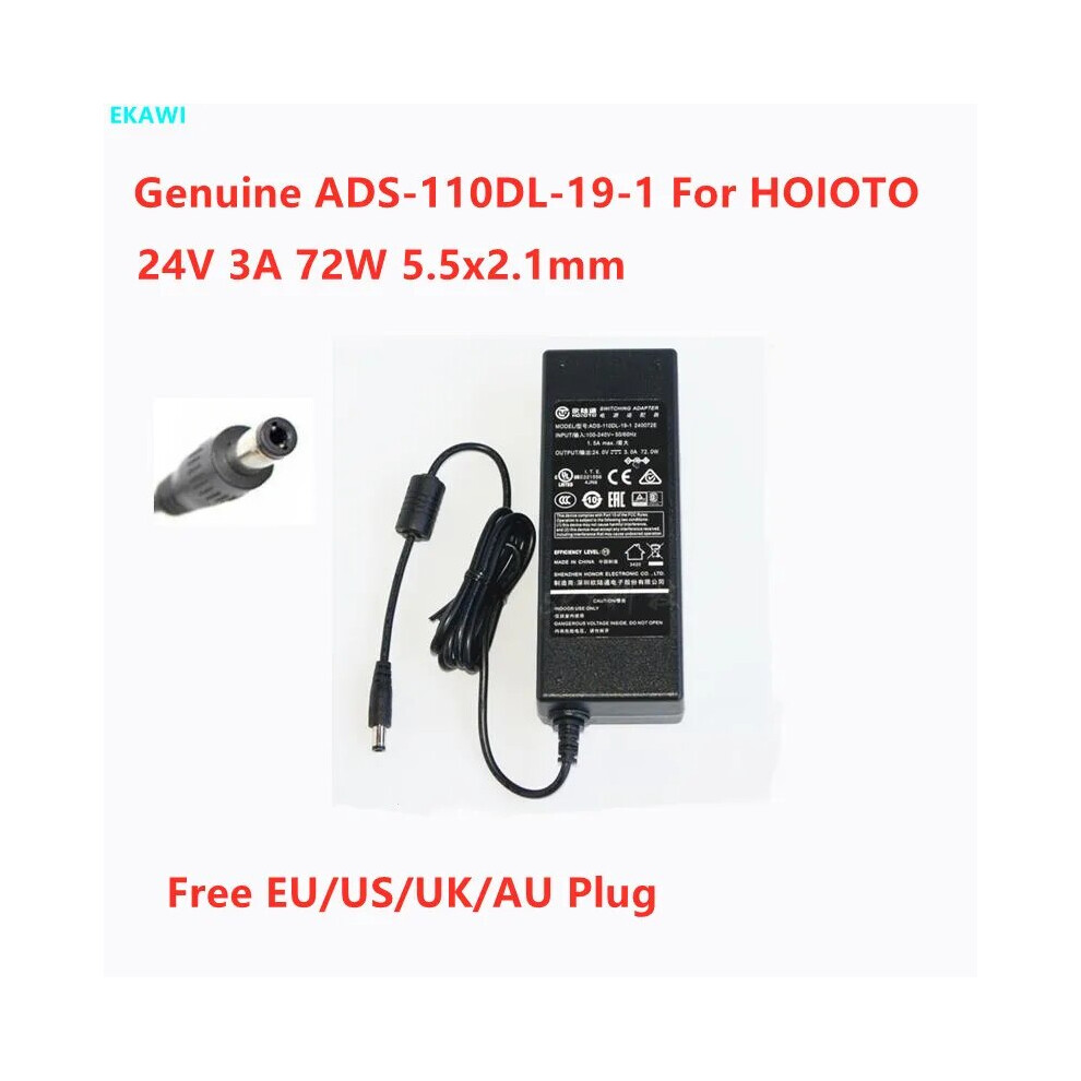 Genuine Hoioto Ads~110Dl~19~1 240072E 24V 3A 72W 5.5X2.1mm Ac Adapter 9454952711247