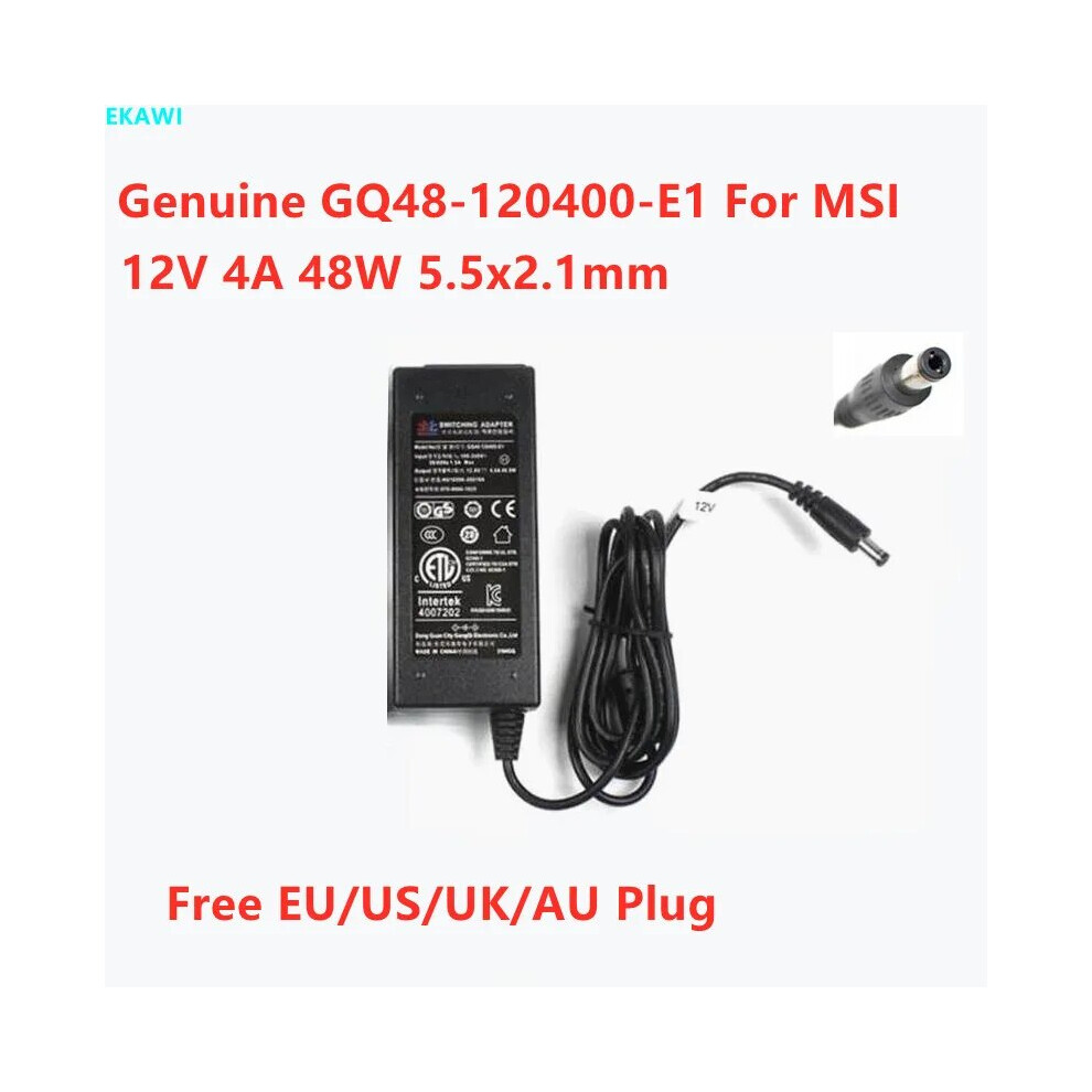 Genuine Gq48~120400~E1 12V 4A 48W 5.5X2.1mm Ac Adapter For Monitor Laptop 9454952711810