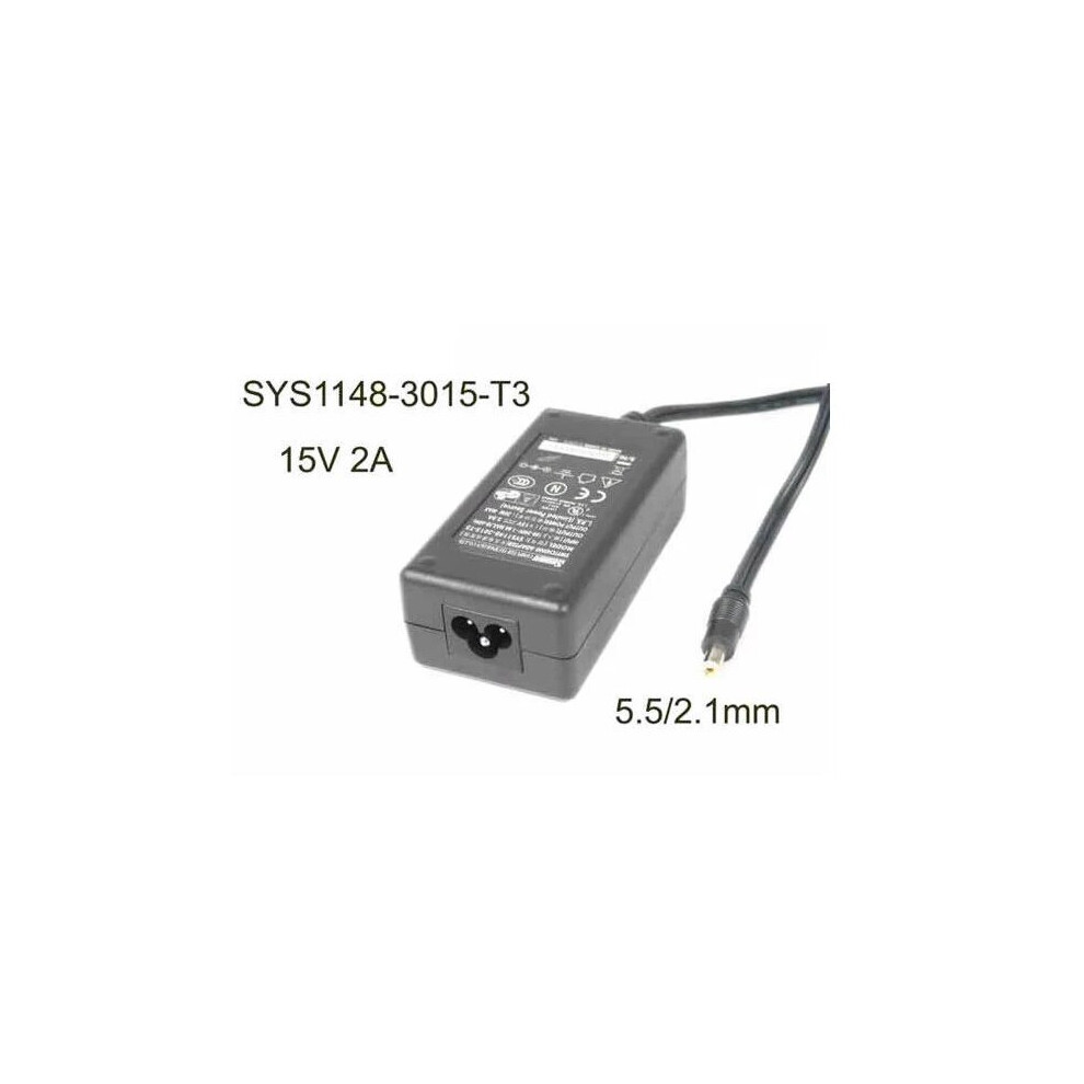 Power Adapter 15V 2A Barrel 5.5 2.1Mm 3~Prong Sys1148~3015~T3 Power Adapter 9454952720713