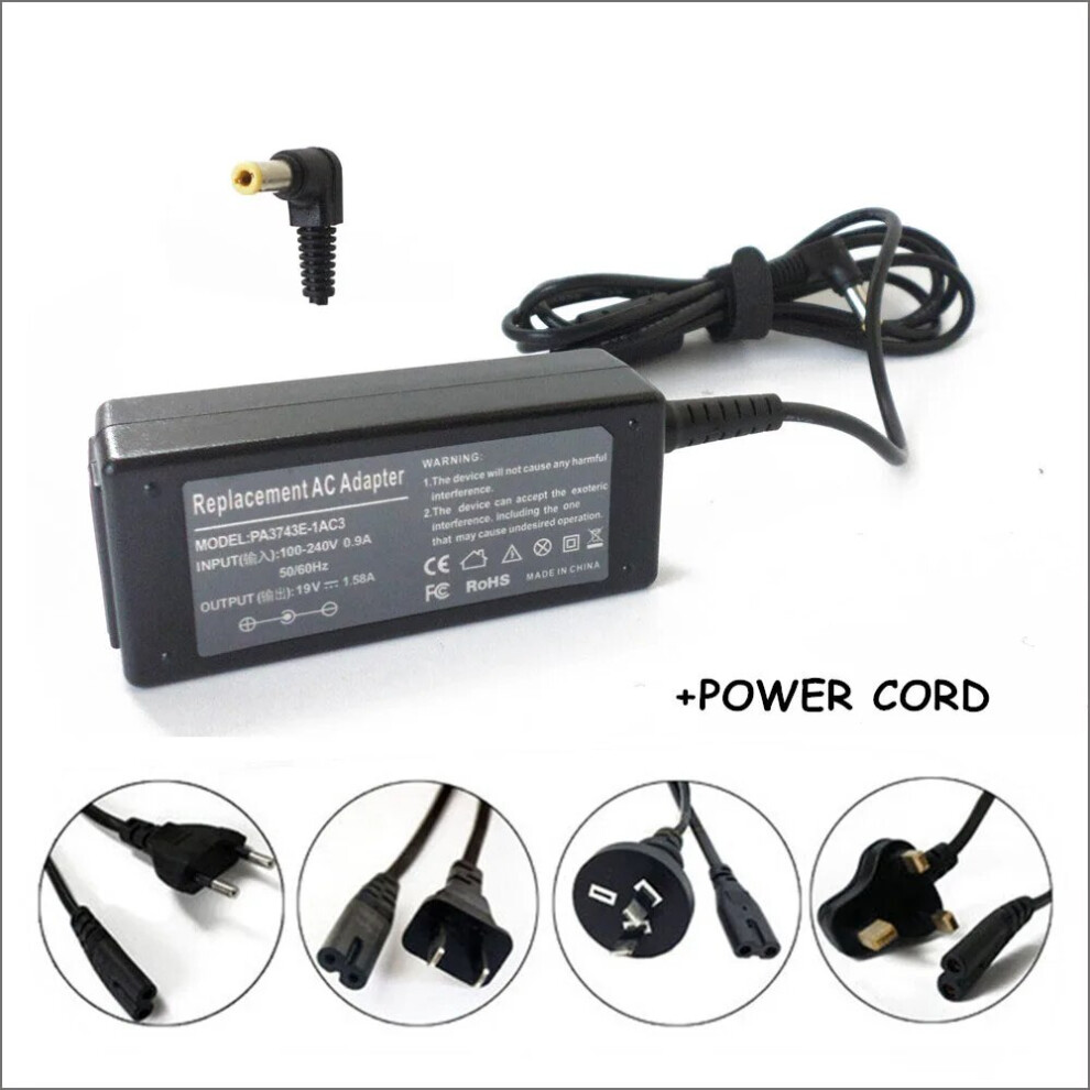 19V 1.58A 30W Battery Charger Ac Adapter For Toshiba Pa3743e~1Ac3 Nb201 9454952731504