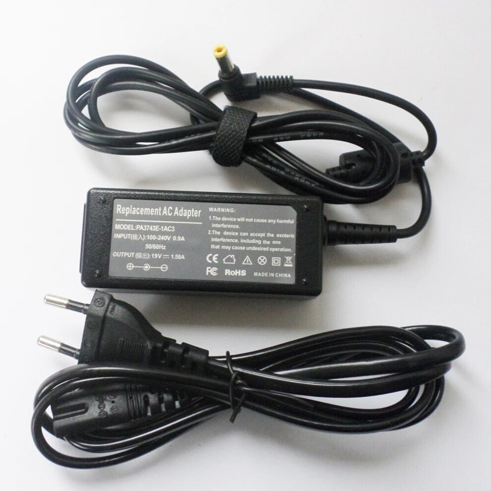 Battery Charger Power Supply Cord For Toshiba Ac Adapter 19V 1.58A 30W 9454952731672