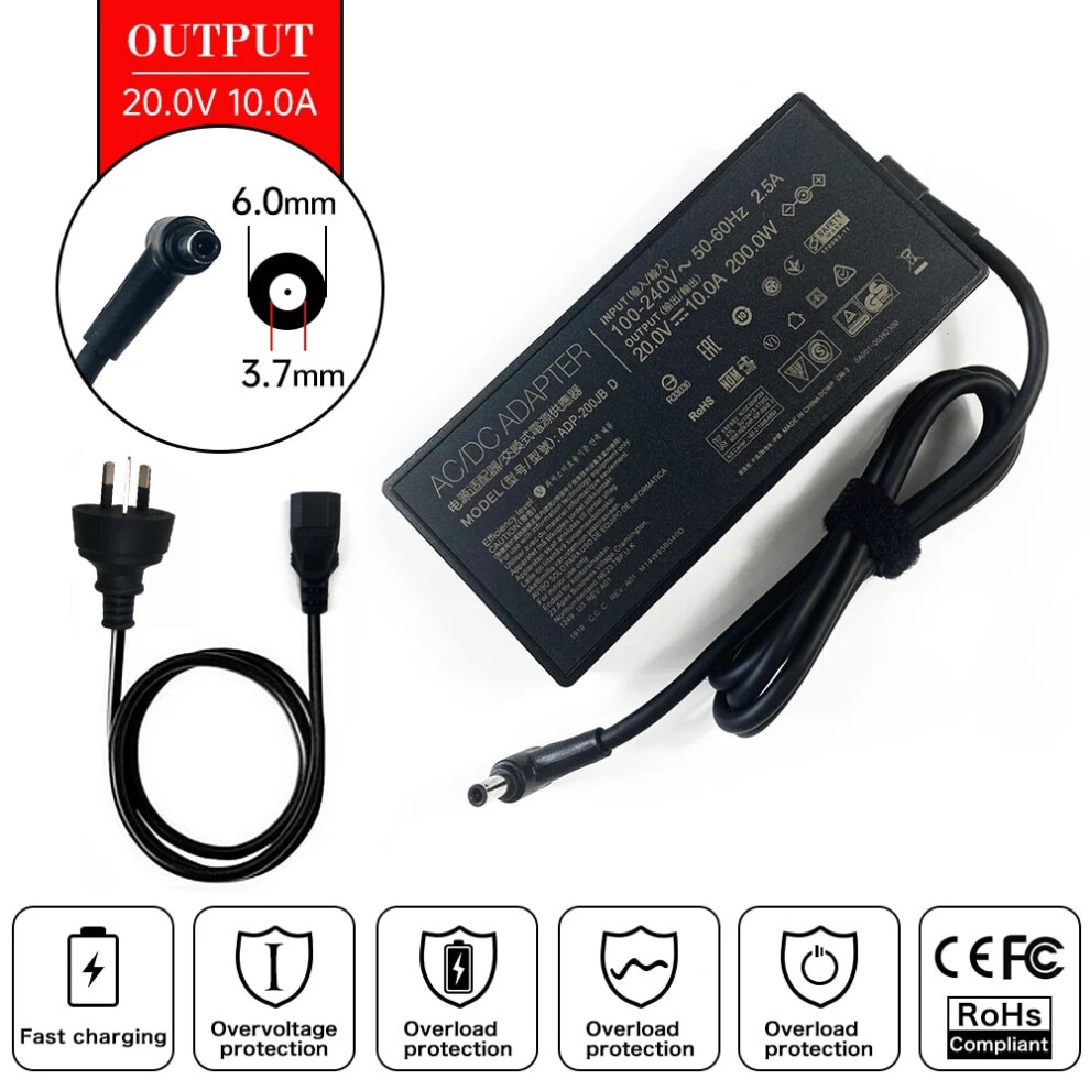 20V 10A 200W Laptop Ac Adapter Charger For Asus Tuf Gaming F15 Fx506hm 9454952725084
