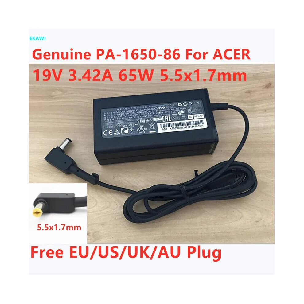 Genuine Pa~1650~86 19V 3.42A 65W 5.5X1.7mm A11~065N1a Ac Adapter For Acer 9454952705819