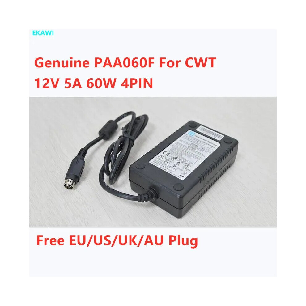 Genuine Cwt Paa060f 12V 5A 60W 4Pin Ac Adapter For Hikvision Dvr Poe Power 9454952712084