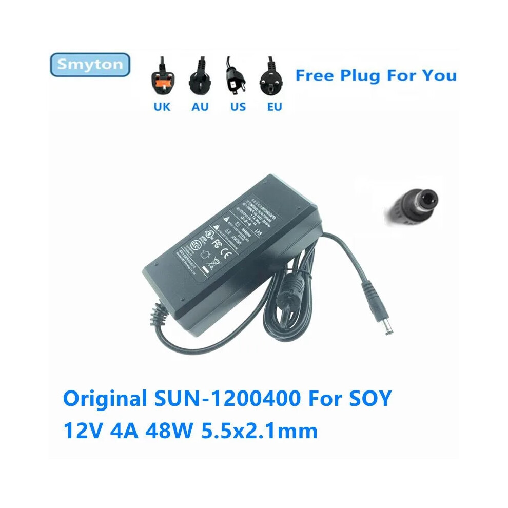 Original Ac Adapter Charger For Soy 12V 4A 48W Sun~1200400 Soy~1200400 9454952712183