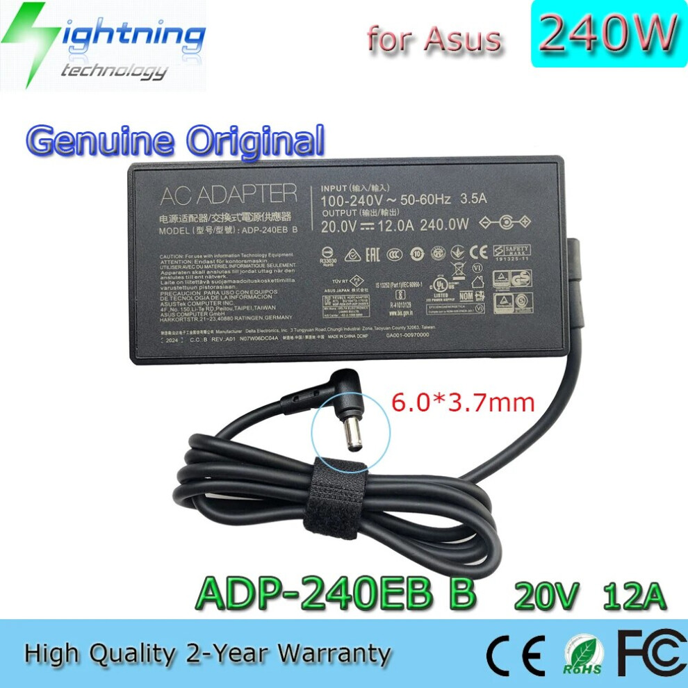 Genuine Original 240W 20V 12A 6.0*3.7Mm Adp~240Eb B Laptop Adapter For 9454952712435